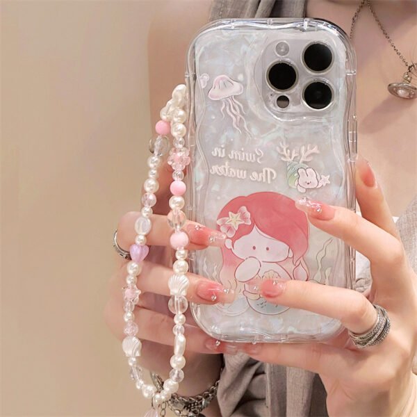 Caseall Apple 15 phone case iPhone13 cream pattern Apple 14 phone chain 11 applicable silicone all-inclusive soft case