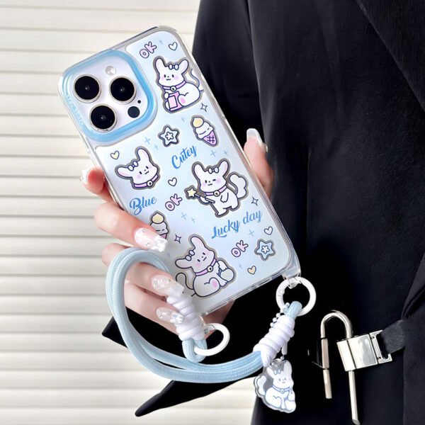 Zhitai iPhone15pro Applicable 13 Lanyard Mirror Shell 16promax Cartoon 12 Apple 14 Mobile Phone Shell