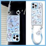 Zhitai iPhone15pro Applicable 13 Lanyard Mirror Shell 16promax Cartoon 12 Apple 14 Mobile Phone Shell