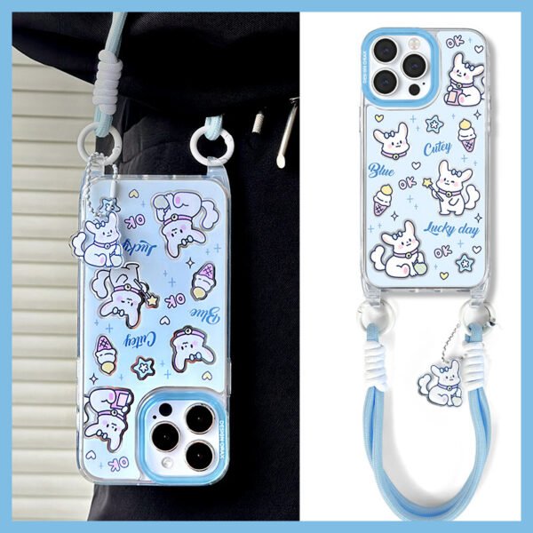 Zhitai iPhone15pro Applicable 13 Lanyard Mirror Shell 16promax Cartoon 12 Apple 14 Mobile Phone Shell