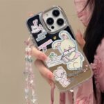 Caseall Apple 15promax Mobile Phone Case iPhone16Pro Three-in-One Mirror 12 Mobile Phone Chain 14 Cartoon 13